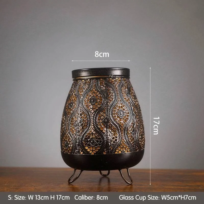 Hollow Carved Lantern Candle Holder - Rustic Elegance -
