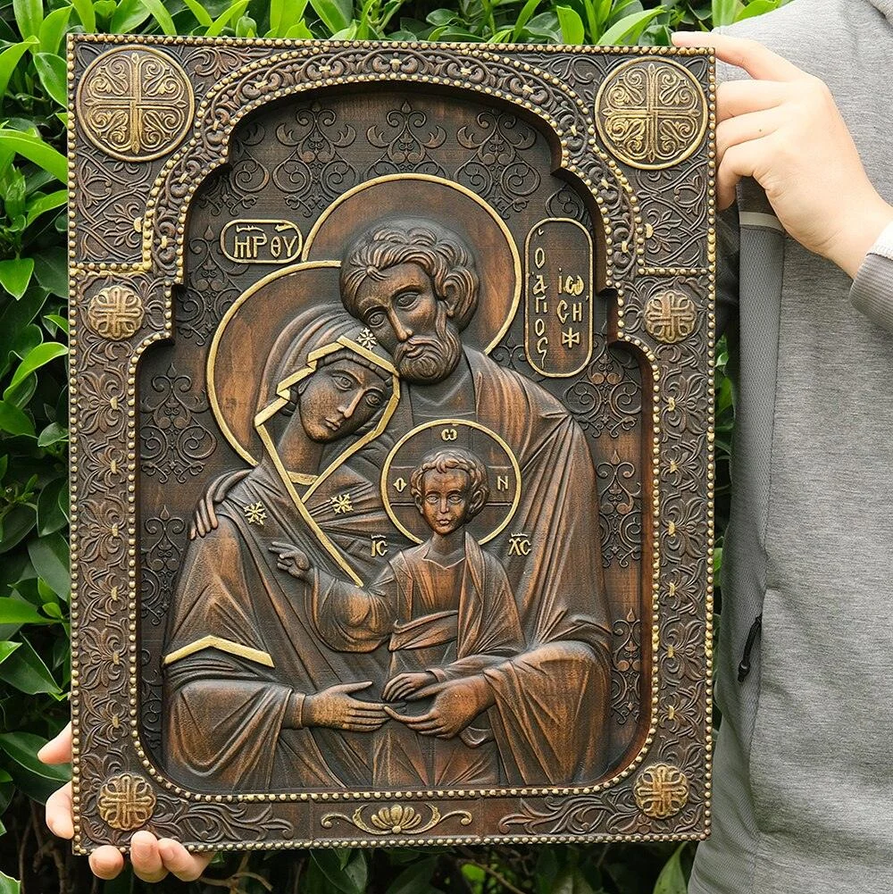 Holy Family Nativity Scene Wood Carving -