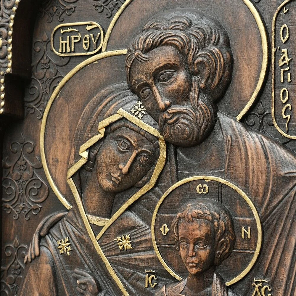 Holy Family Nativity Scene Wood Carving -