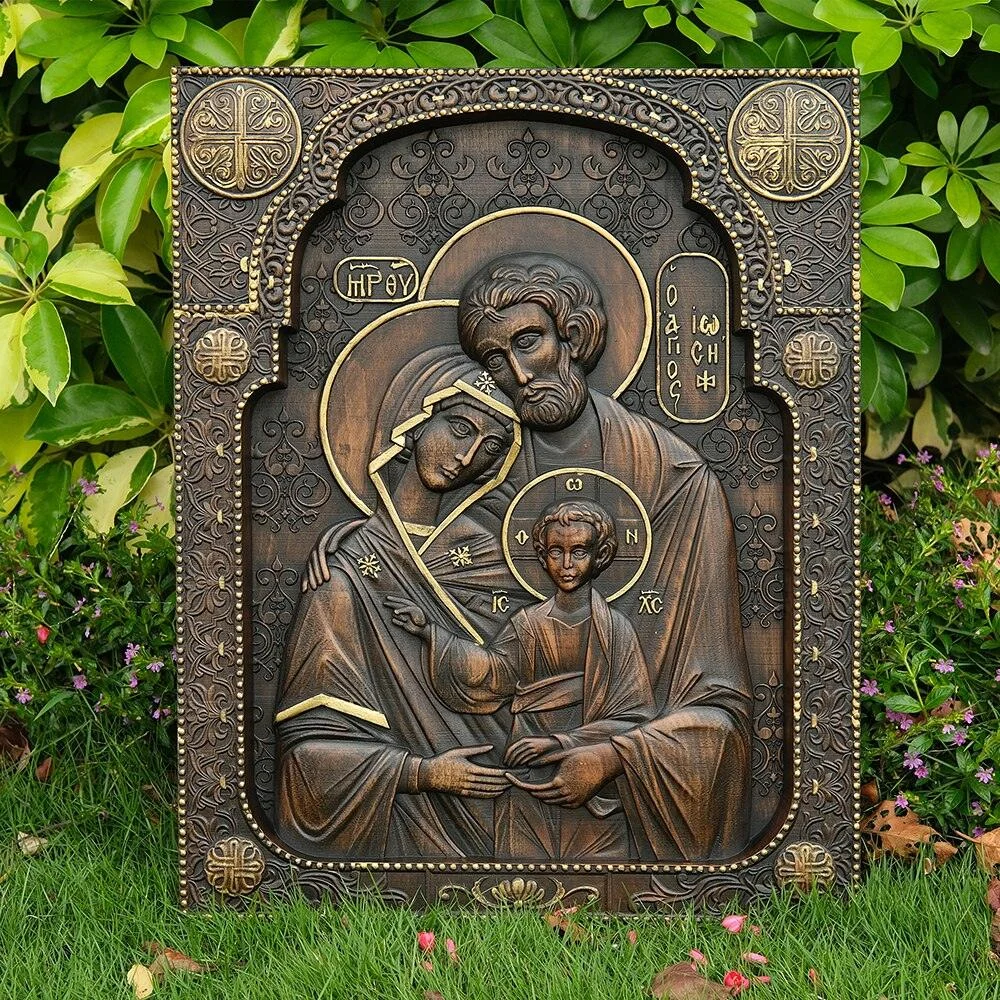 Holy Family Nativity Scene Wood Carving -