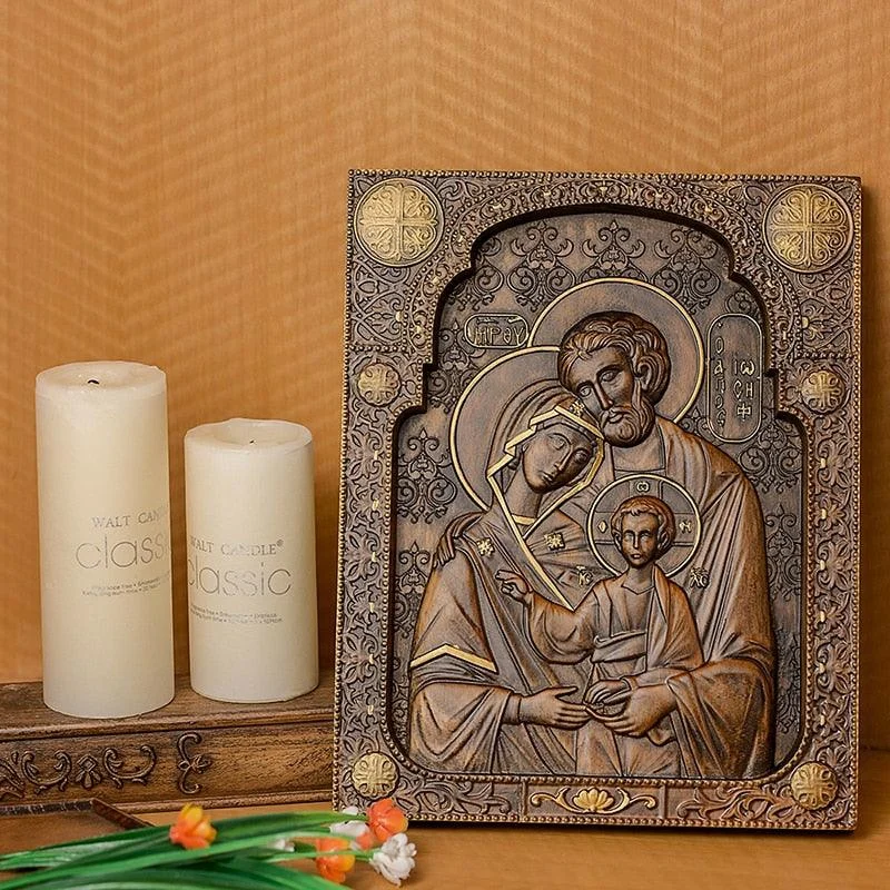 Holy Family Nativity Scene Wood Carving -