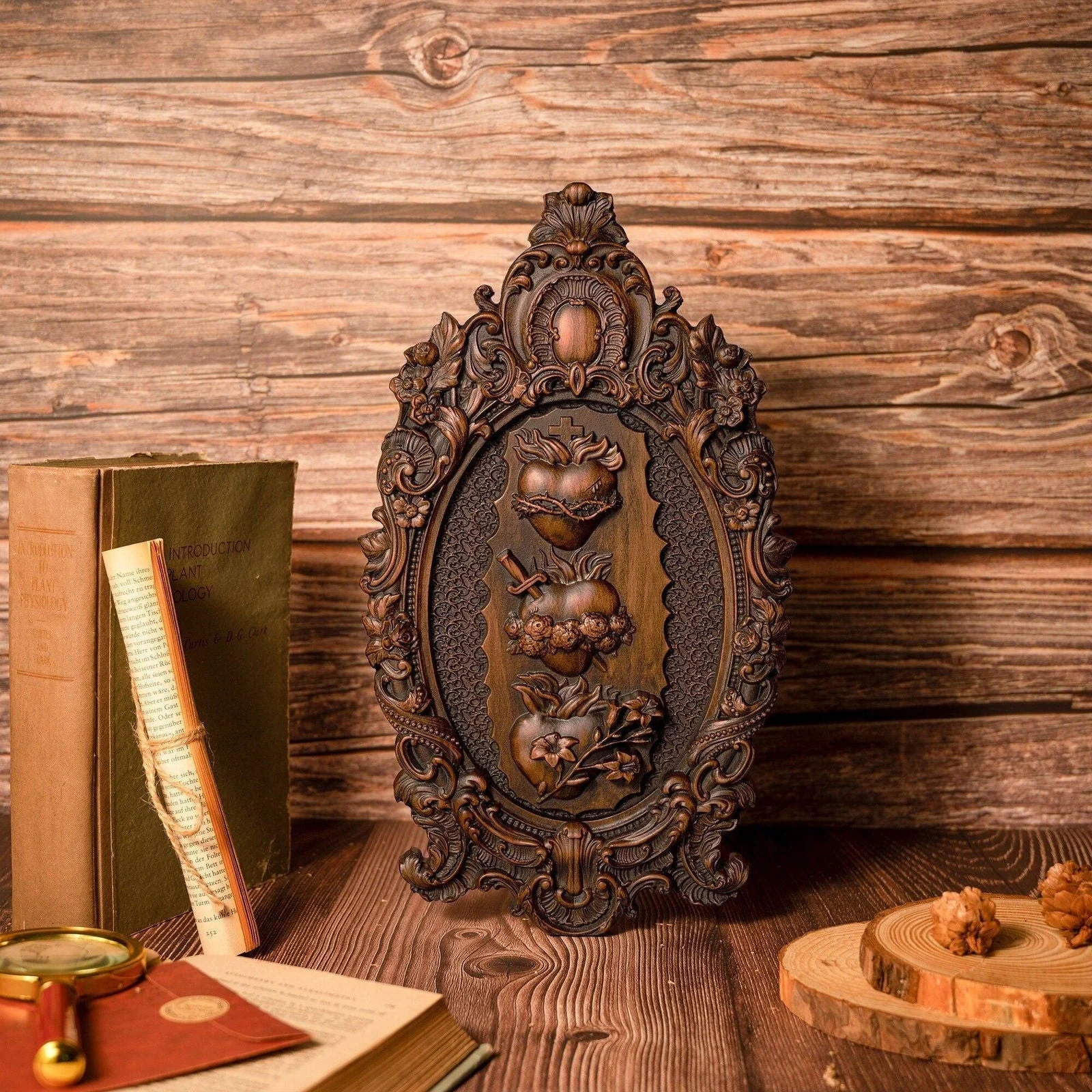 Holy Family Three Sacred Hearts Wall Hanging Art -