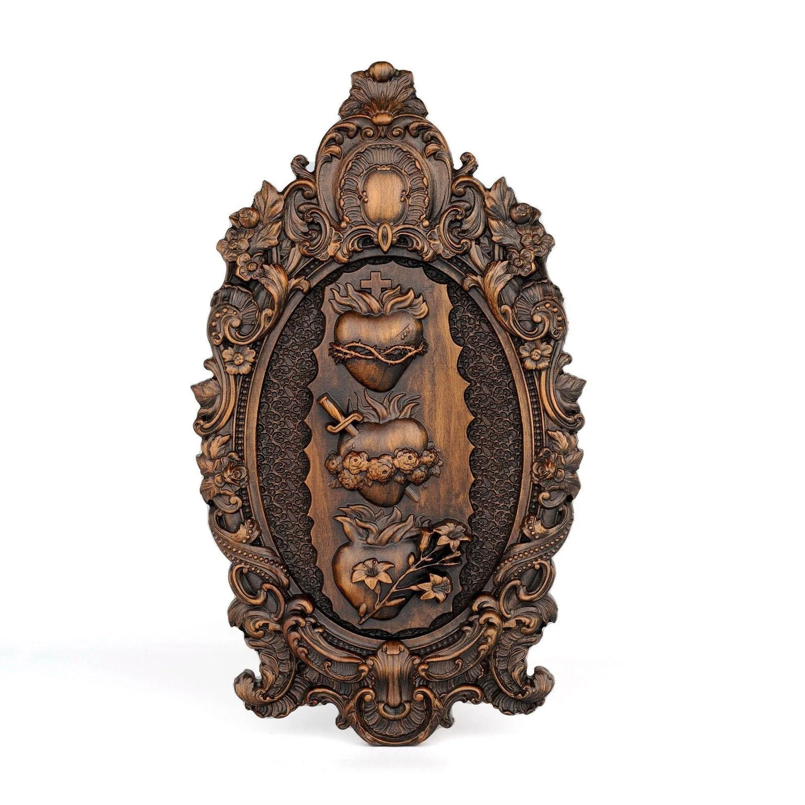 Holy Family Three Sacred Hearts Wall Hanging Art -