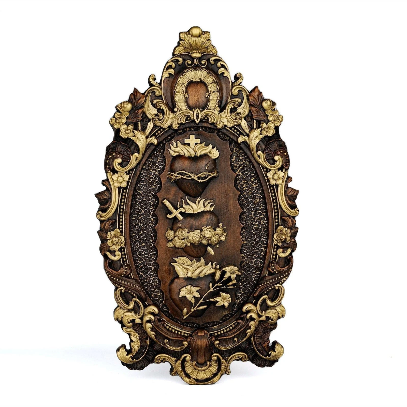 Holy Family Three Sacred Hearts Wall Hanging Art -