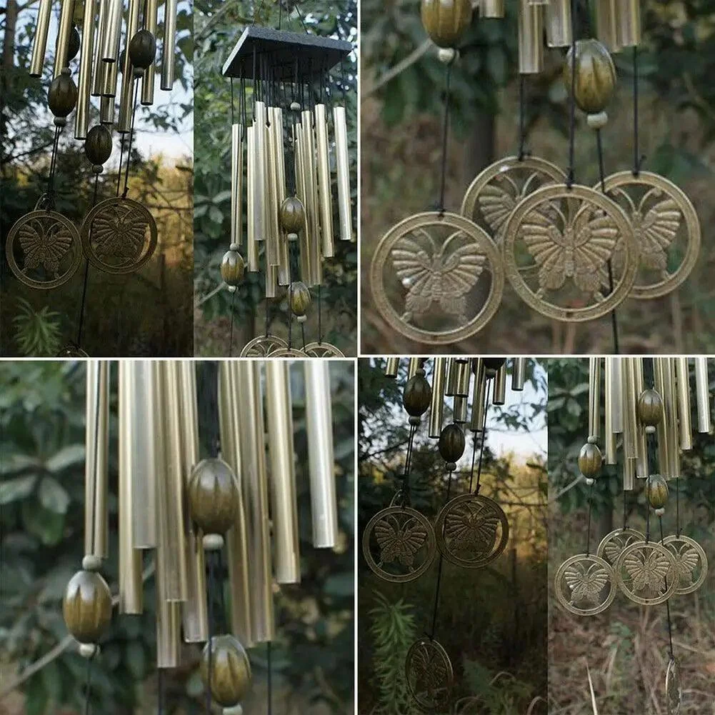 Home-Decoration-Large-Wind-Chimes-Bell-Stainless-Butterfly-12-Tube-Outdoor-Windchime-Garden-Yard-DIY-Apparel SilentSirens - Large stainless steel wind chime - ISTANBULLU LTD