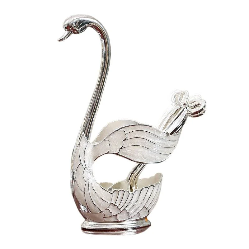 Home Decoration Swan Dessert Spoon/Fork Tableware Set - - #tag1#