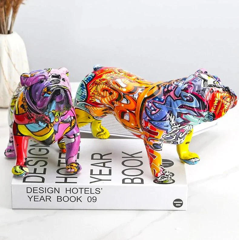 HomekoÂ®  English Bulldog Graffiti Painted Statue -