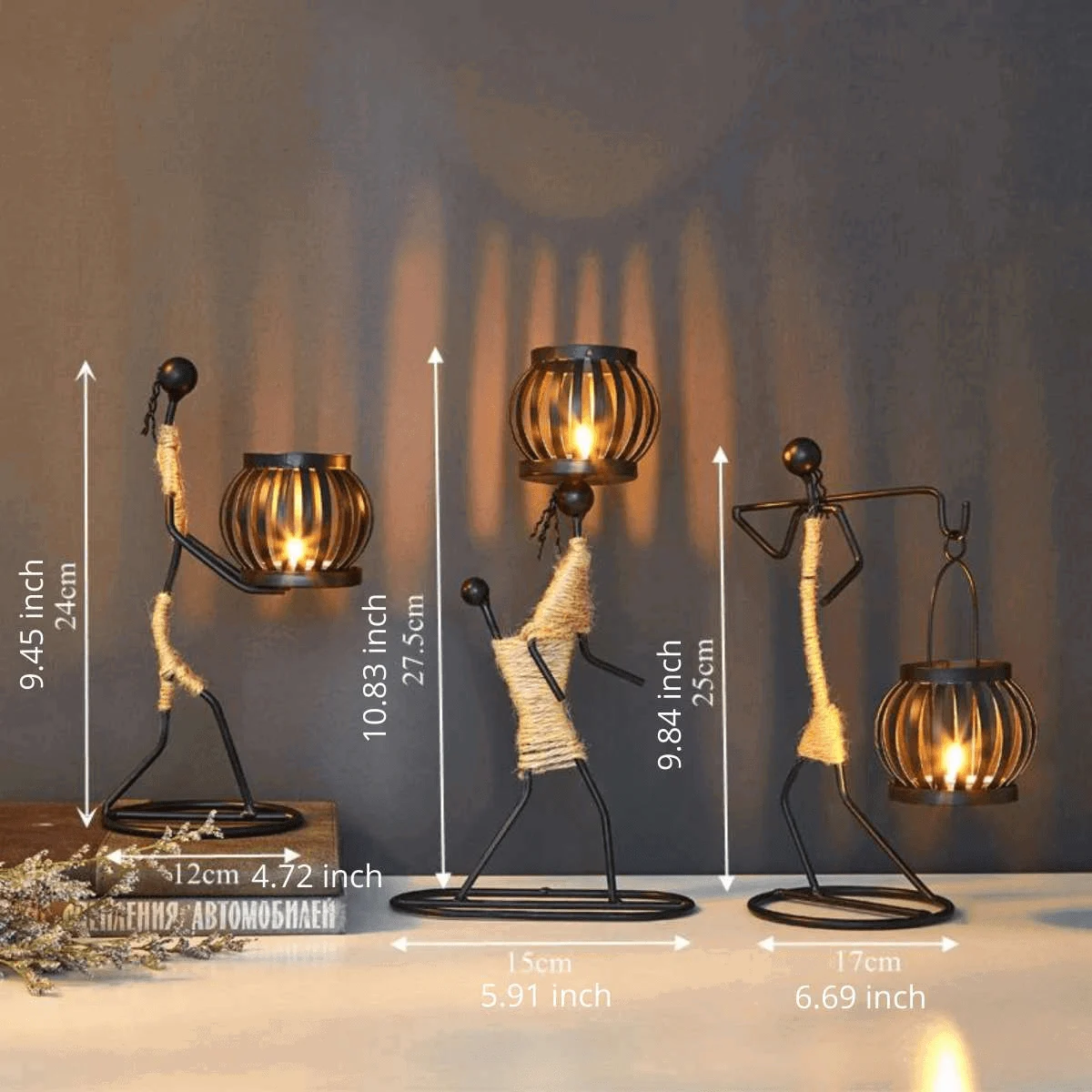 HomekoÂ® Metal Candle Holder Figurines -