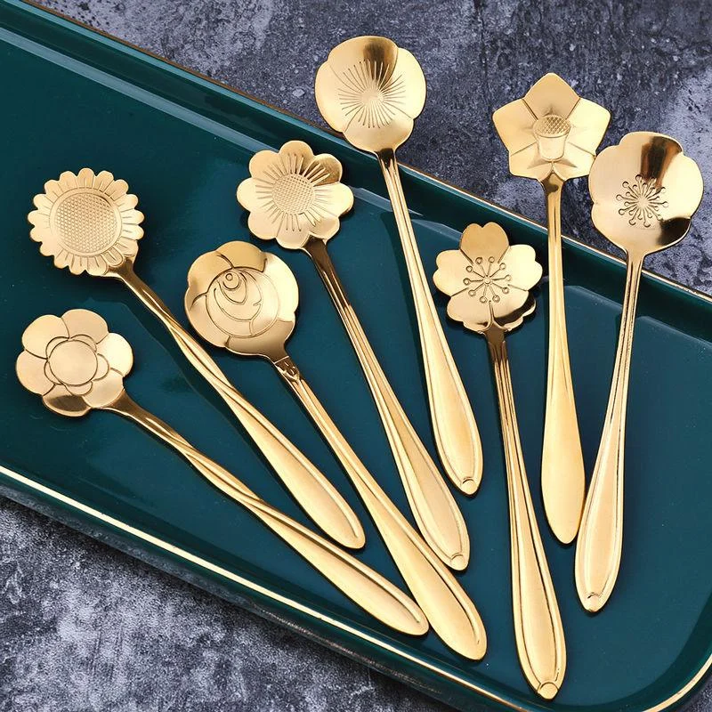 Homeko_8-piece_Stainless_Steel_Flower_Teaspoon_Set_-_-4210369 Homeko 8-piece Stainless Steel Flower Teaspoon Set -