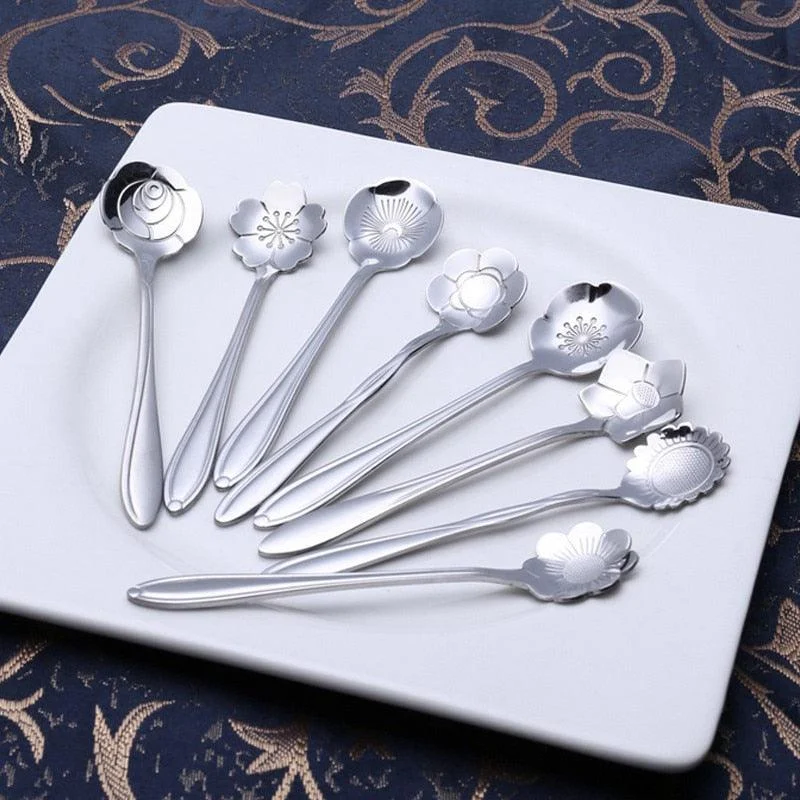 Homeko_8-piece_Stainless_Steel_Flower_Teaspoon_Set_-_-4210416 Homeko 8-piece Stainless Steel Flower Teaspoon Set -