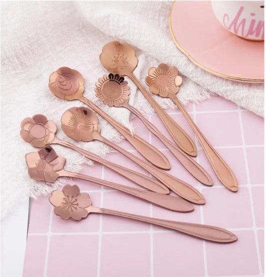 Homeko_8-piece_Stainless_Steel_Flower_Teaspoon_Set_-_-4210422 Homeko 8-piece Stainless Steel Flower Teaspoon Set -