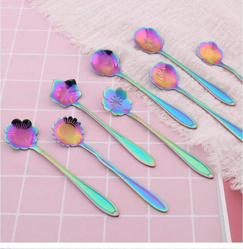 Homeko_8-piece_Stainless_Steel_Flower_Teaspoon_Set_-_-4210426 Homeko 8-piece Stainless Steel Flower Teaspoon Set -