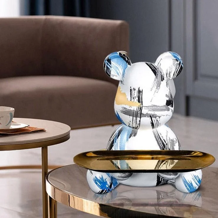 Homeko Bear Graffiti Painted Sculpture Table Tray -