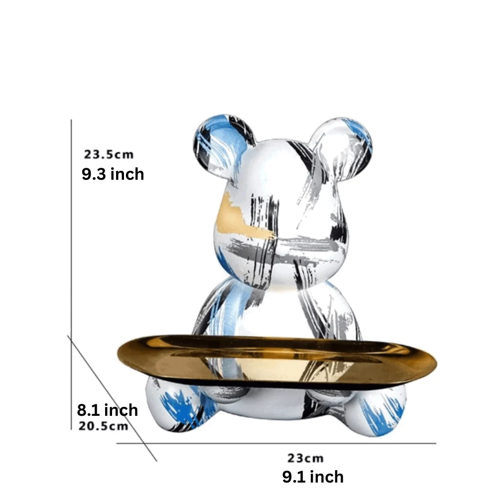 Homeko Bear Graffiti Painted Sculpture Table Tray -