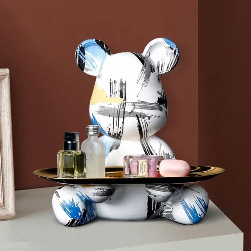 Homeko Bear Graffiti Painted Sculpture Table Tray -