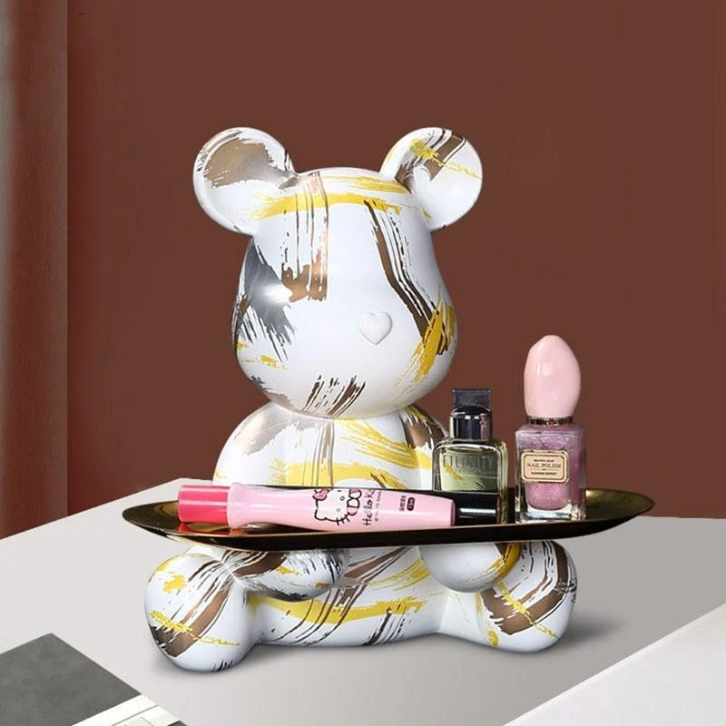 Homeko Bear Graffiti Painted Sculpture Table Tray -