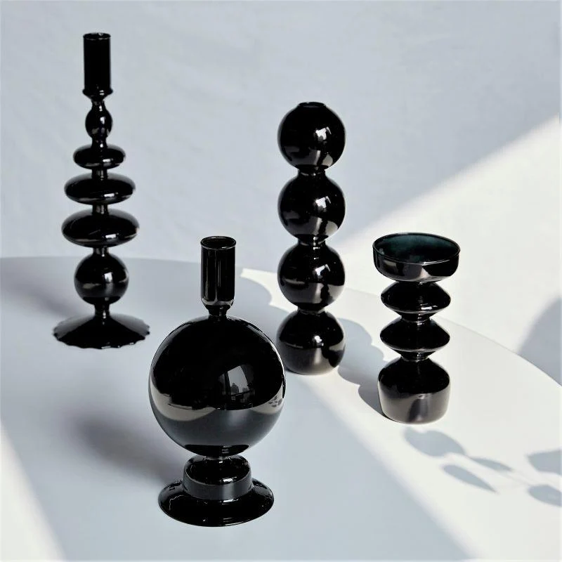 Homeko_Black_Glass_Taper_Candle_Holder_Vases_-_-4216339 Homeko Black Glass Taper Candle Holder & Vases -