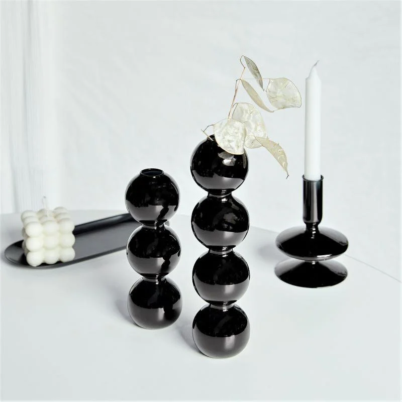Homeko_Black_Glass_Taper_Candle_Holder_Vases_-_-4216343 Homeko Black Glass Taper Candle Holder & Vases -