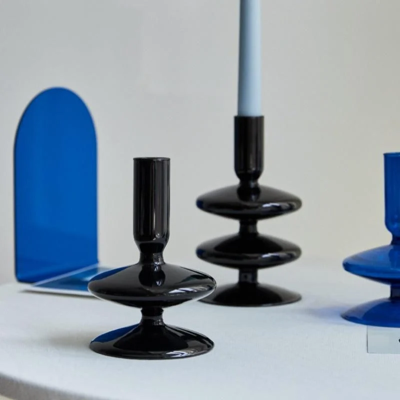 Homeko_Black_Glass_Taper_Candle_Holder_Vases_-_-4216352 Homeko Black Glass Taper Candle Holder & Vases -