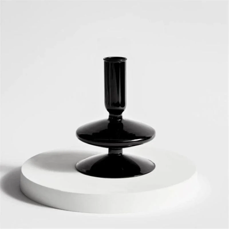 Homeko_Black_Glass_Taper_Candle_Holder_Vases_-_-4216370 Homeko Black Glass Taper Candle Holder & Vases -
