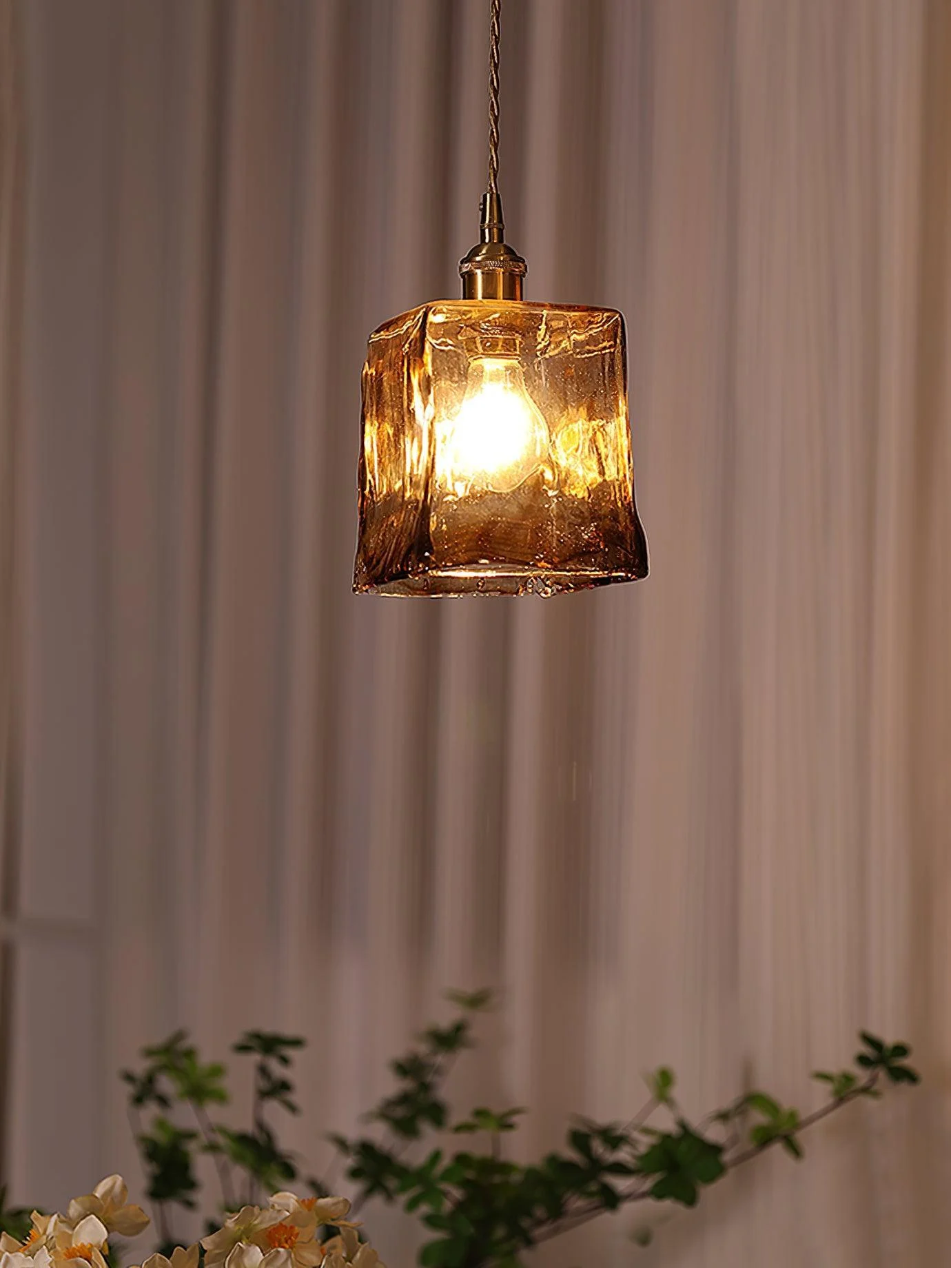 Homeko_Brass_Amber_Glass_Pendant_Light_-_-4217844 Homeko Brass Amber Glass Pendant Light -