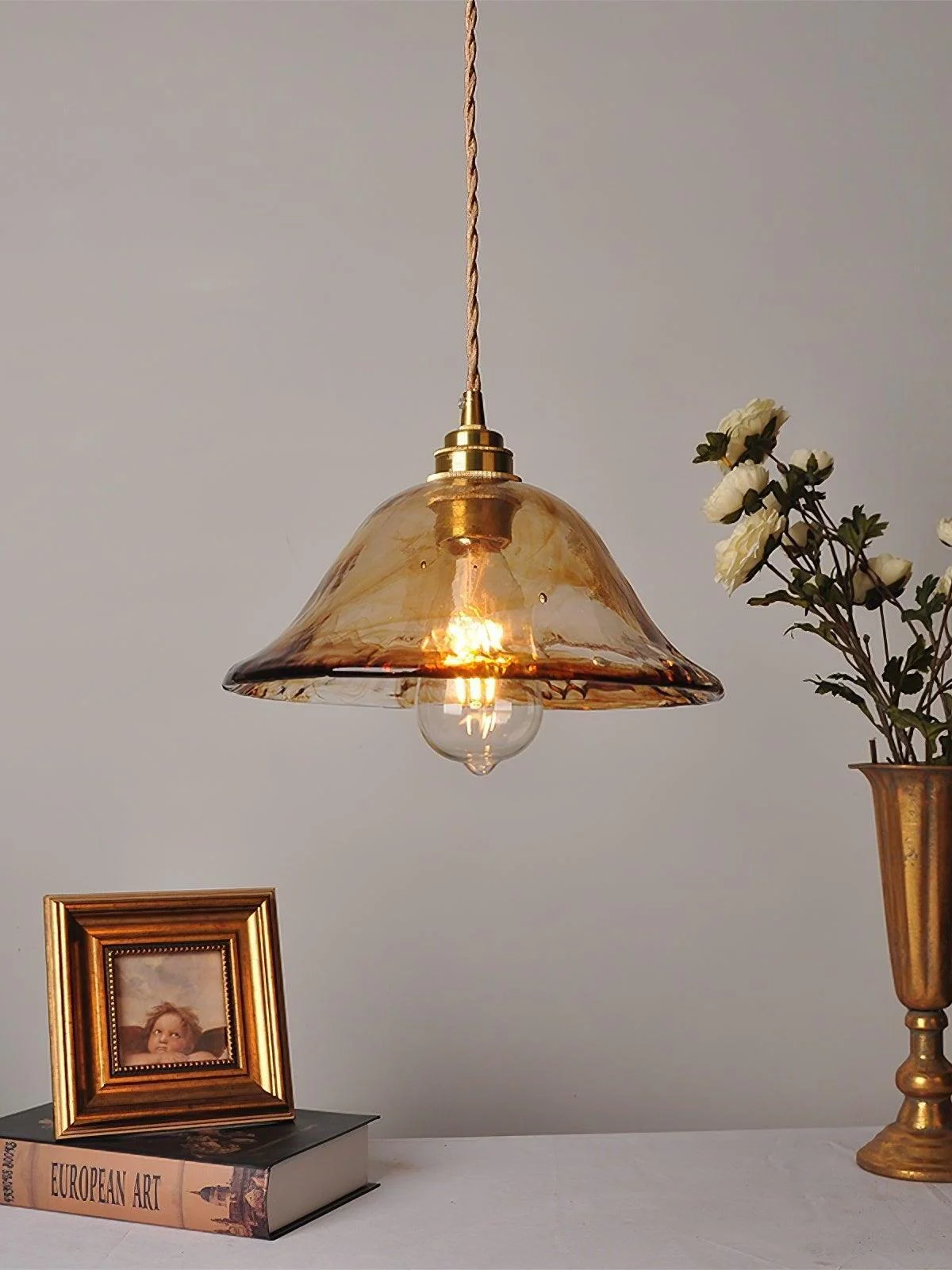 Homeko_Brass_Amber_Glass_Pendant_Light_-_-4217848 Homeko Brass Amber Glass Pendant Light -