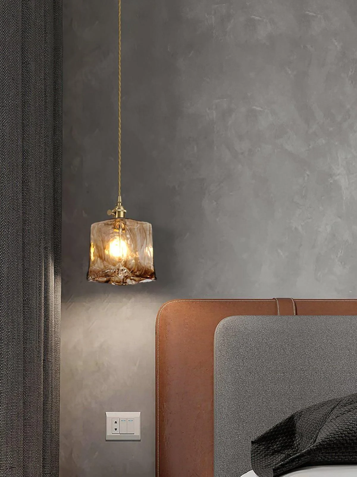 Homeko_Brass_Amber_Glass_Pendant_Light_-_-4217866 Homeko Brass Amber Glass Pendant Light -
