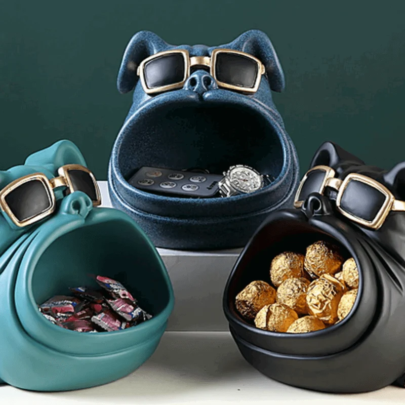 Homeko Bulldog Sculpture Storage Bin -