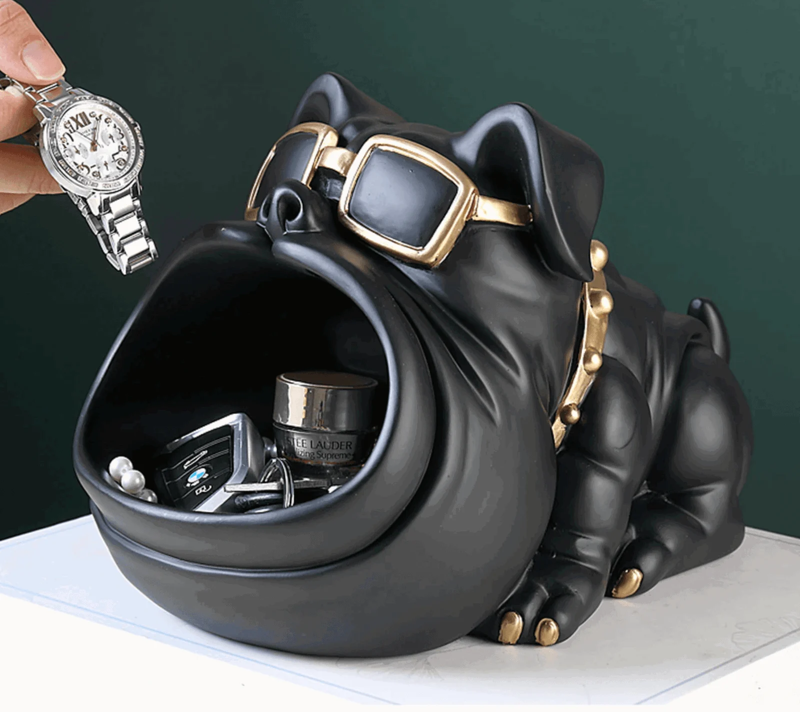 Homeko Bulldog Sculpture Storage Bin -