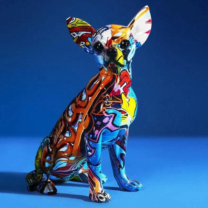 Homeko Chihuahua Graffiti Painted Statue -