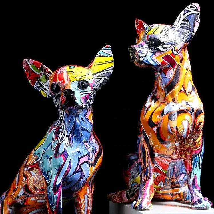 Homeko Chihuahua Graffiti Painted Statue -