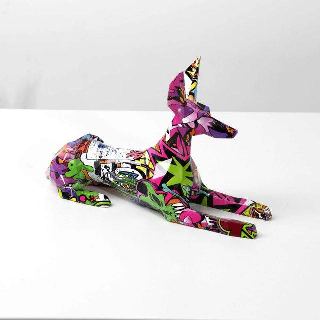 Homeko Doberman Pinscher Graffiti Painted Statue -