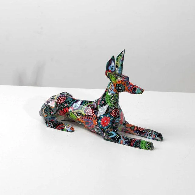 Homeko Doberman Pinscher Graffiti Painted Statue -