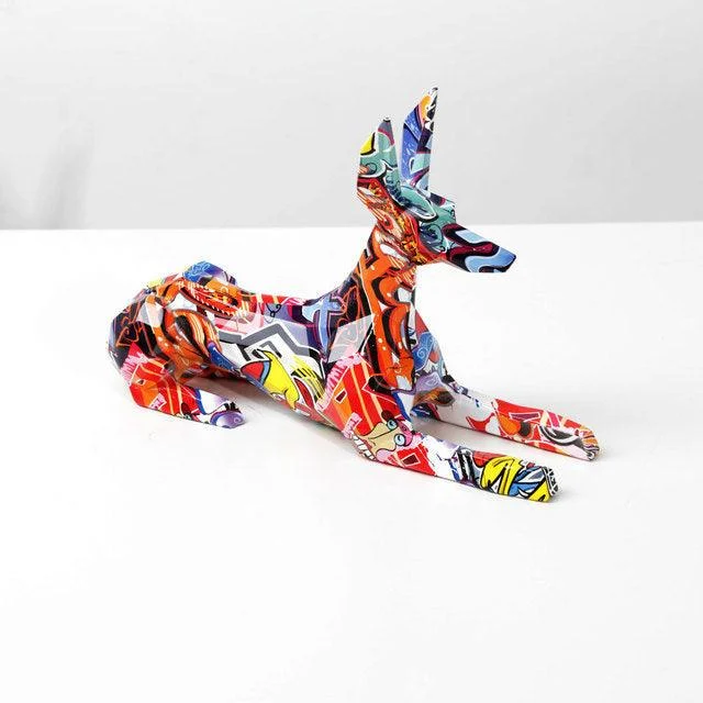 Homeko Doberman Pinscher Graffiti Painted Statue -