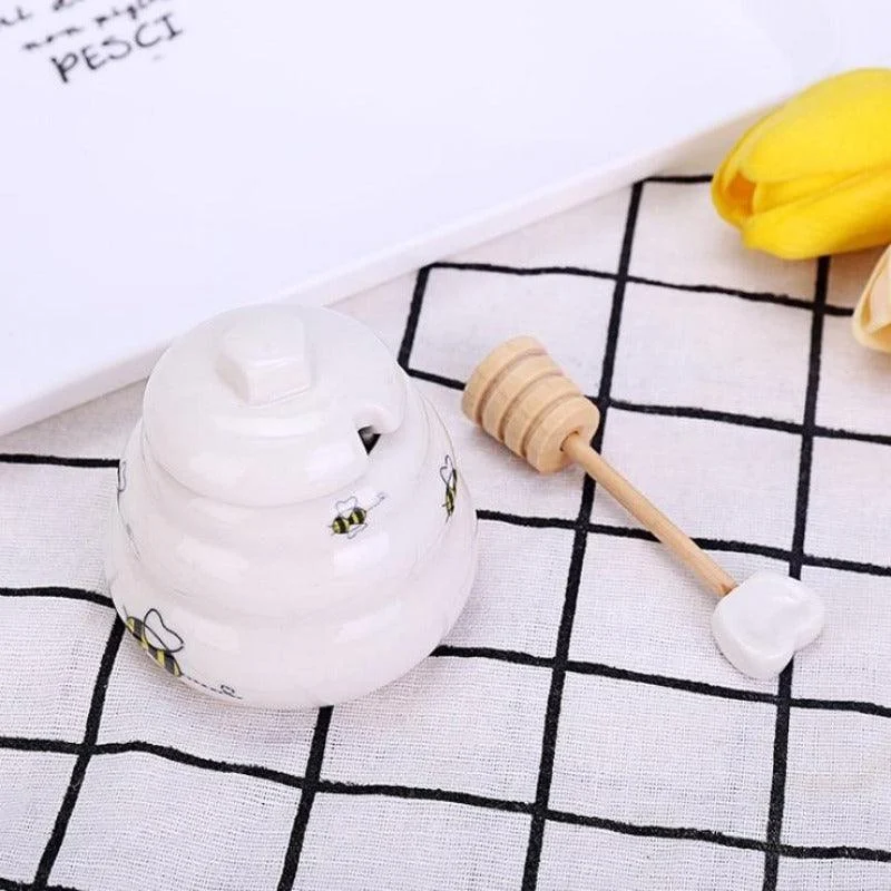 Homeko_Floral_Bear_and_Beehive_Honey_Pots_-_-4233648 Homeko Floral Bear and Beehive Honey Pots -