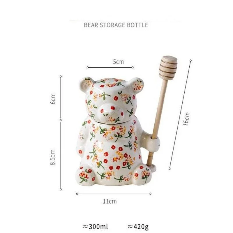 Homeko_Floral_Bear_and_Beehive_Honey_Pots_-_-4233661 Homeko Floral Bear and Beehive Honey Pots -