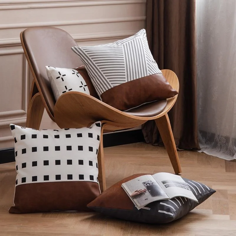 Homeko Geometric Leather Pillows -