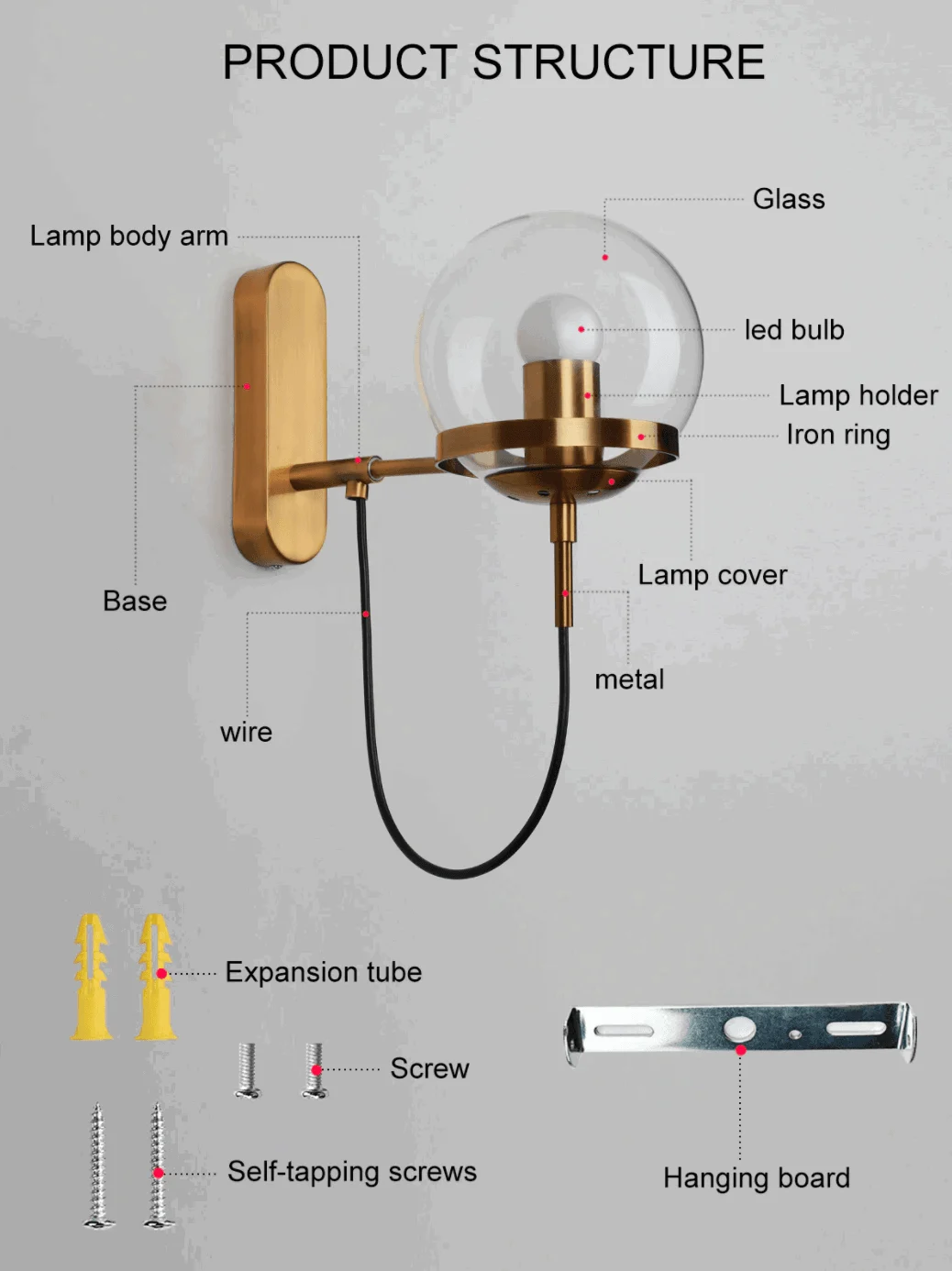 Homeko Glass Sphere LED Wall Lamp -
