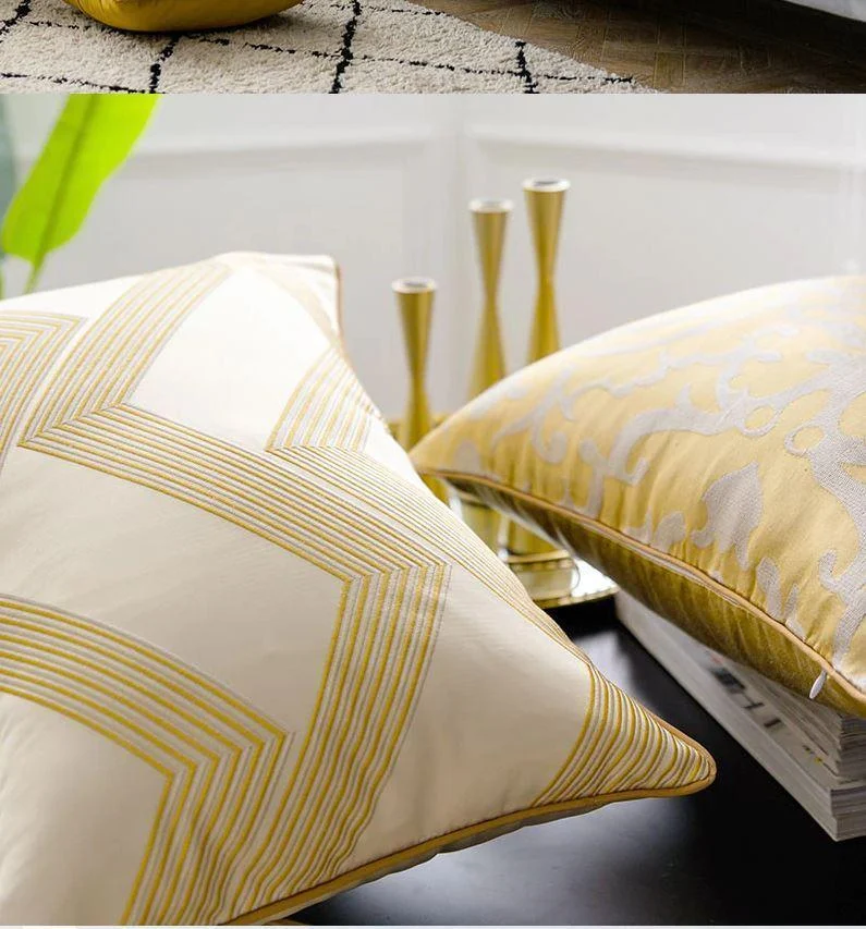 Homeko Golden Jacquard Pillow Covers -