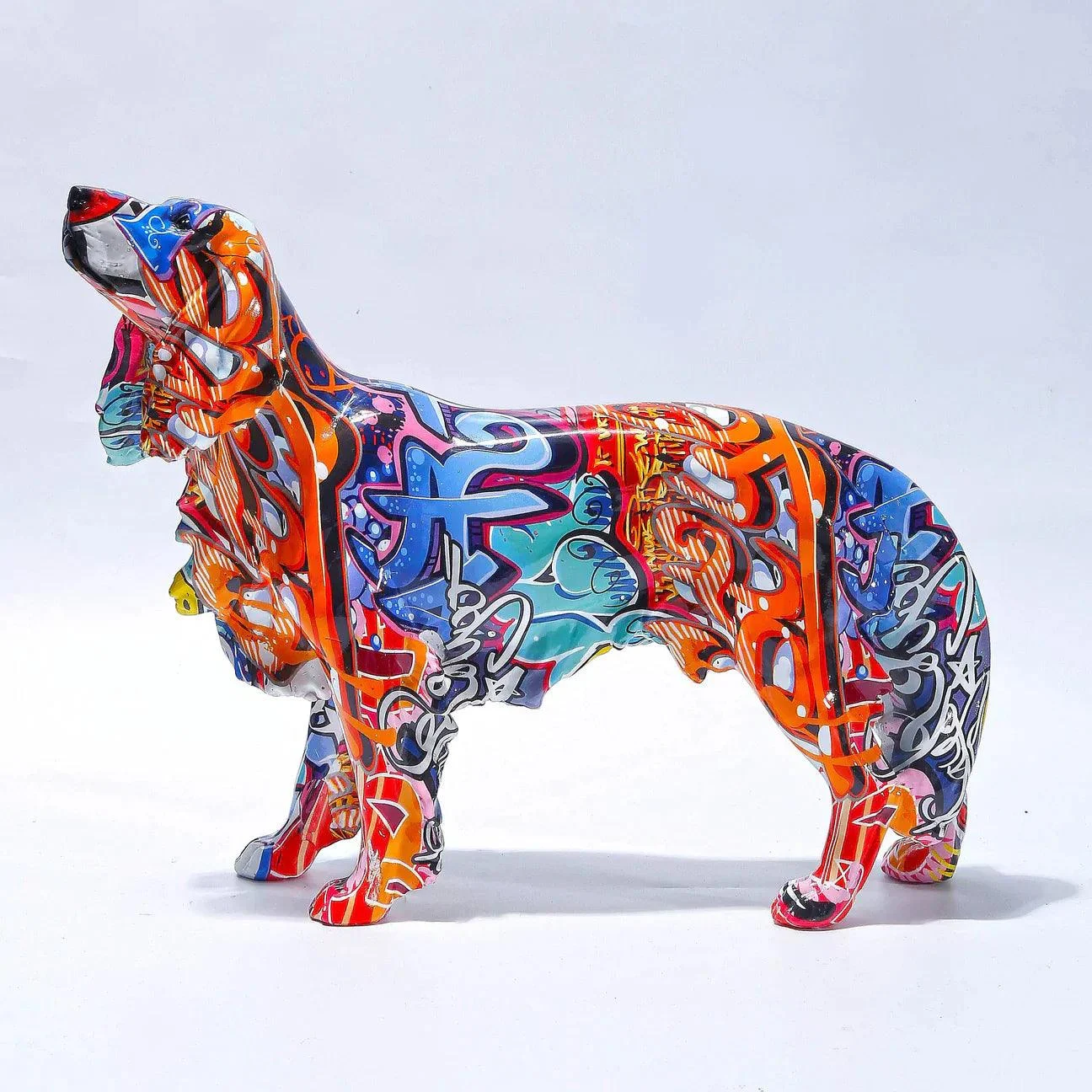 Homeko Golden Retriever Graffiti Painted Statue -
