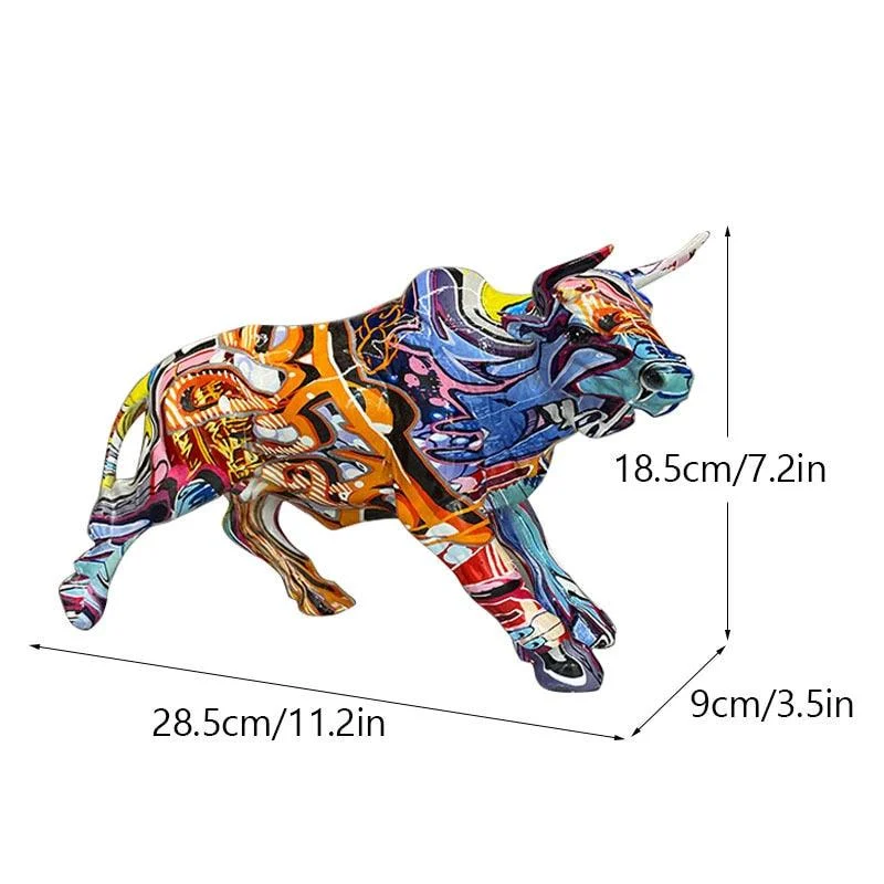 Homeko Graffiti Painted Bull Sculpture -