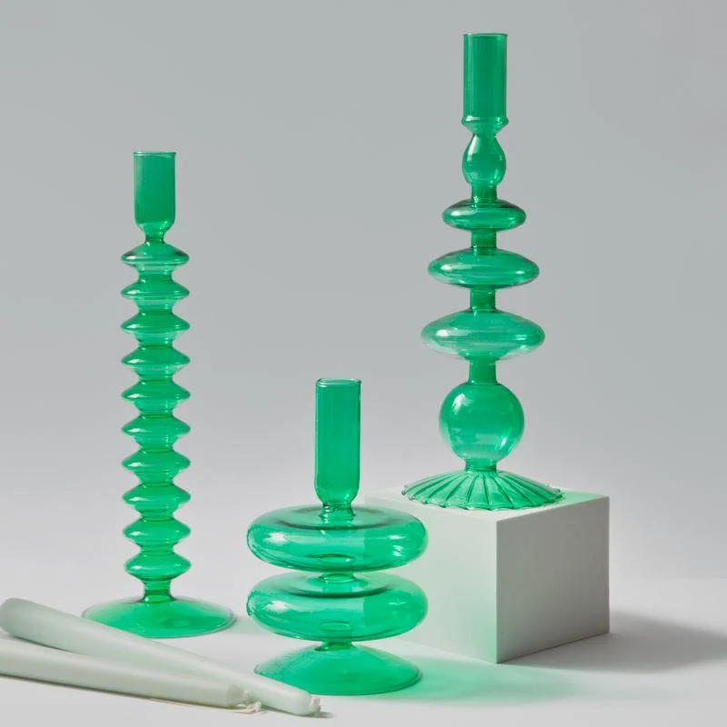 Homeko_Green_Glass_Taper_Candle_Holder_Vases_-_-4244894 Homeko Green Glass Taper Candle Holder & Vases -