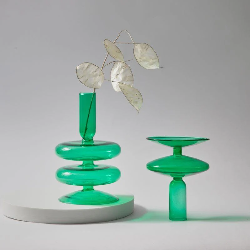 Homeko_Green_Glass_Taper_Candle_Holder_Vases_-_-4244900 Homeko Green Glass Taper Candle Holder & Vases -