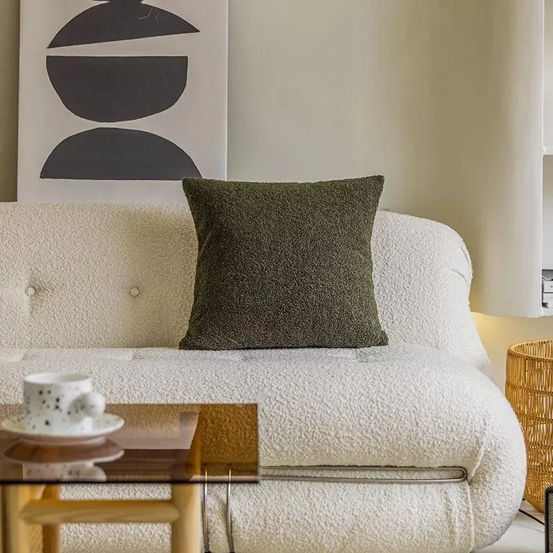 Homeko Green Square Boucle Throw Pillow Covers -