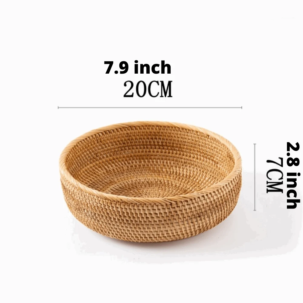 Homeko Hand-Woven Round Rattan Wicker Basket -