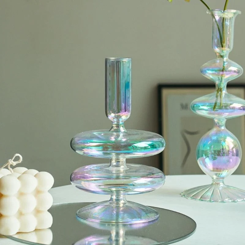 Homeko_Iridescent_Rainbow_Glass_Taper_Candle_Holders_Vases_-_-4251251 Homeko Iridescent Rainbow Glass Taper Candle Holders & Vases -