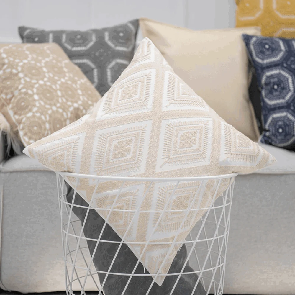 Homeko Lace Floral Embroidered Pillow Cover -