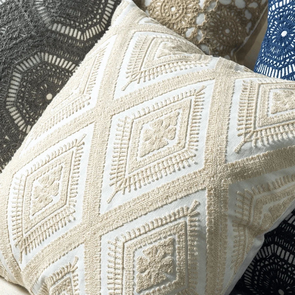 Homeko Lace Floral Embroidered Pillow Cover -
