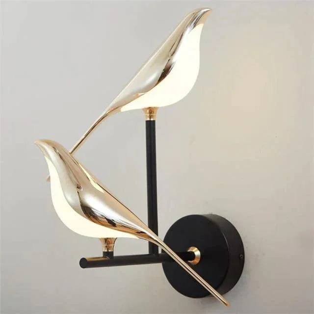 Homeko Magpie Art Design Golden Bird Wall Lights -