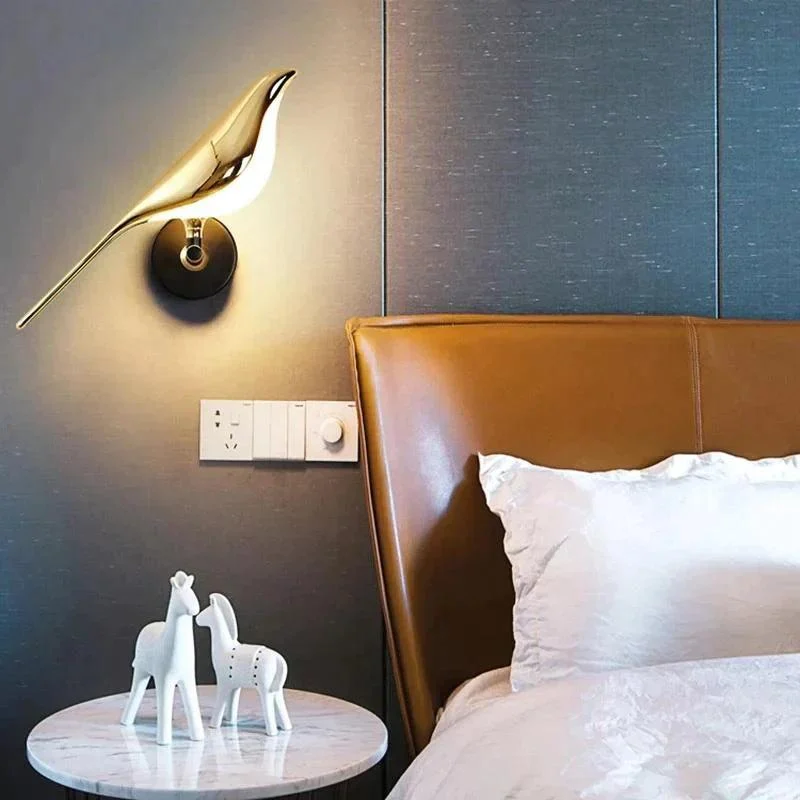 Homeko Magpie Art Design Golden Bird Wall Lights -